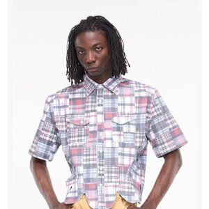 JUNTAE KIM Petal corset shirt size L color madras chek NWT mspr 745